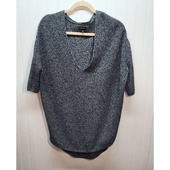 Express Womens Marled Grey Short/half Sleeve Sweater Top SP - Picture 1 of 9